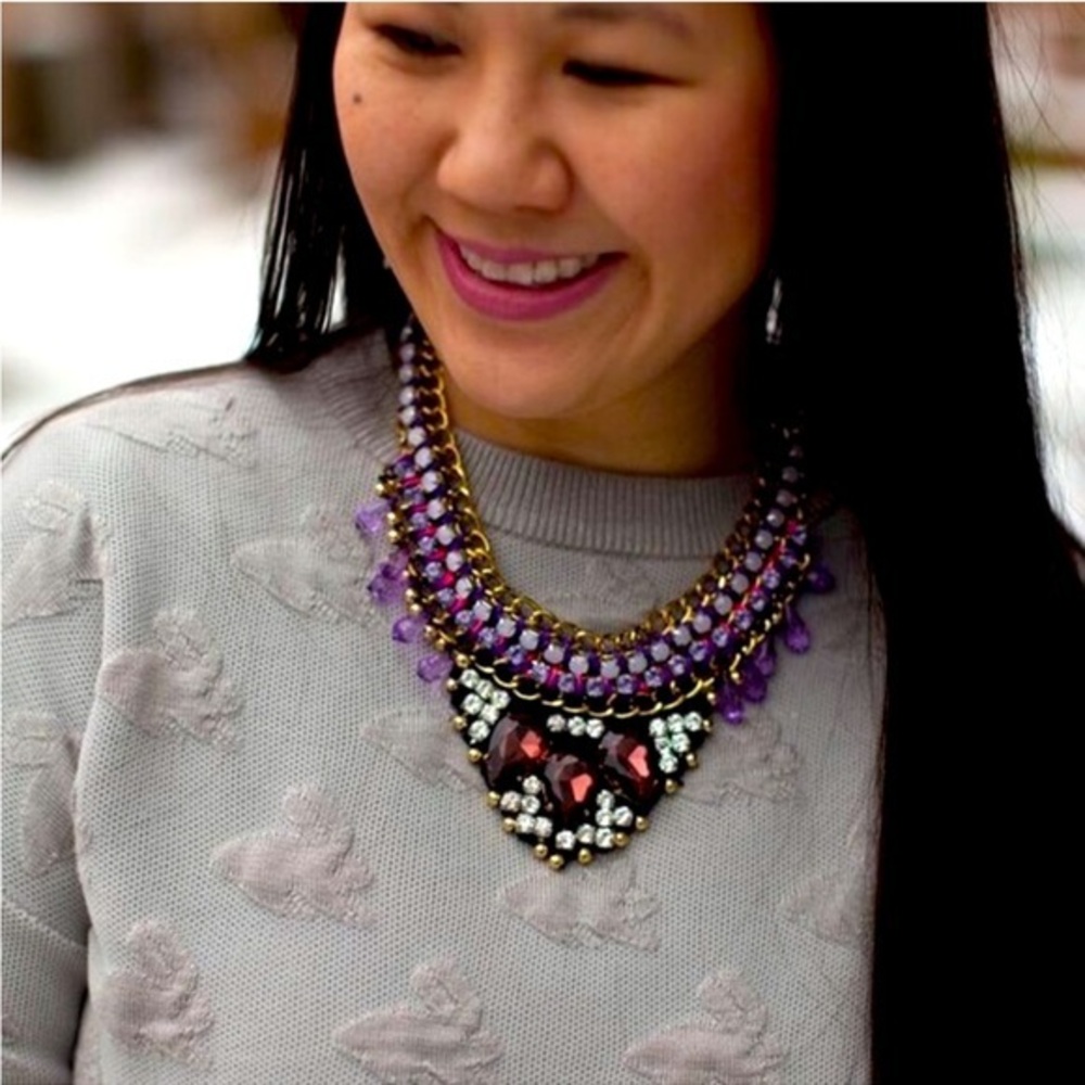 Luxe purple and gold statement necklace